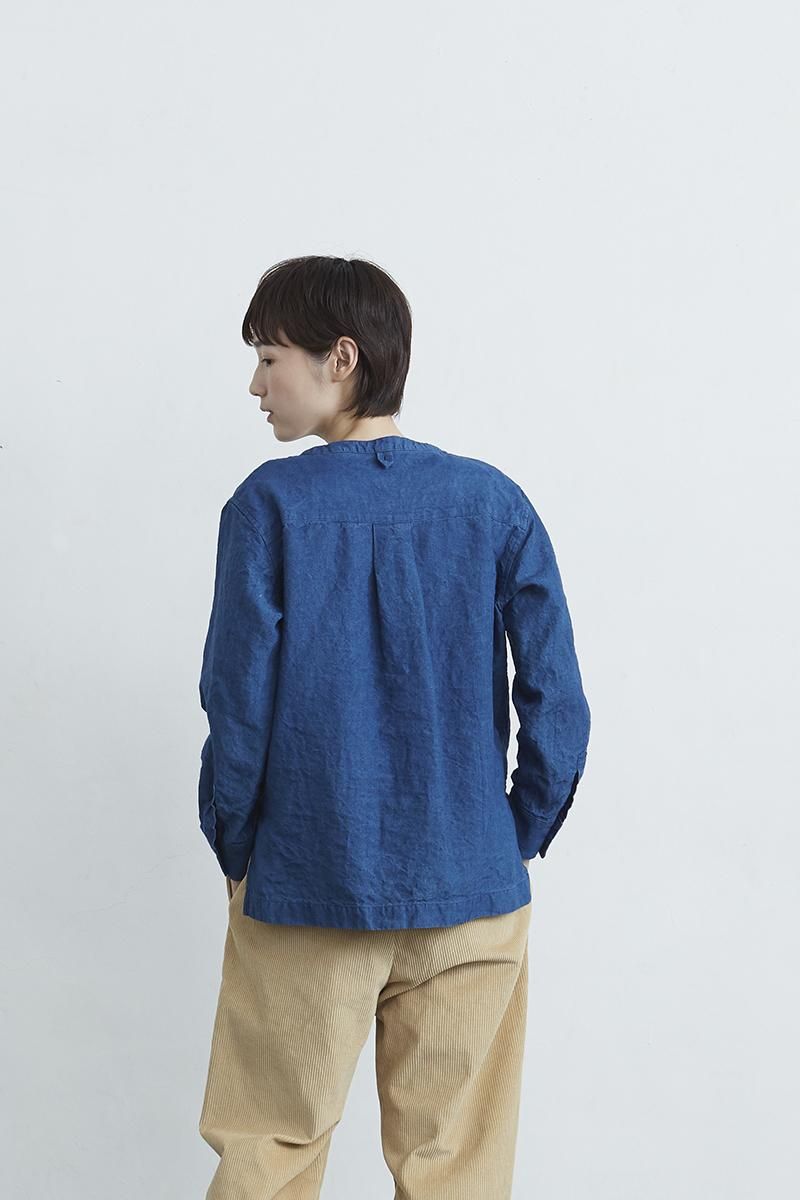 アトリエナルセ インディゴリネンスモックブラウス indigo linen smock blouse - atelier naruse｜Online store｜the an