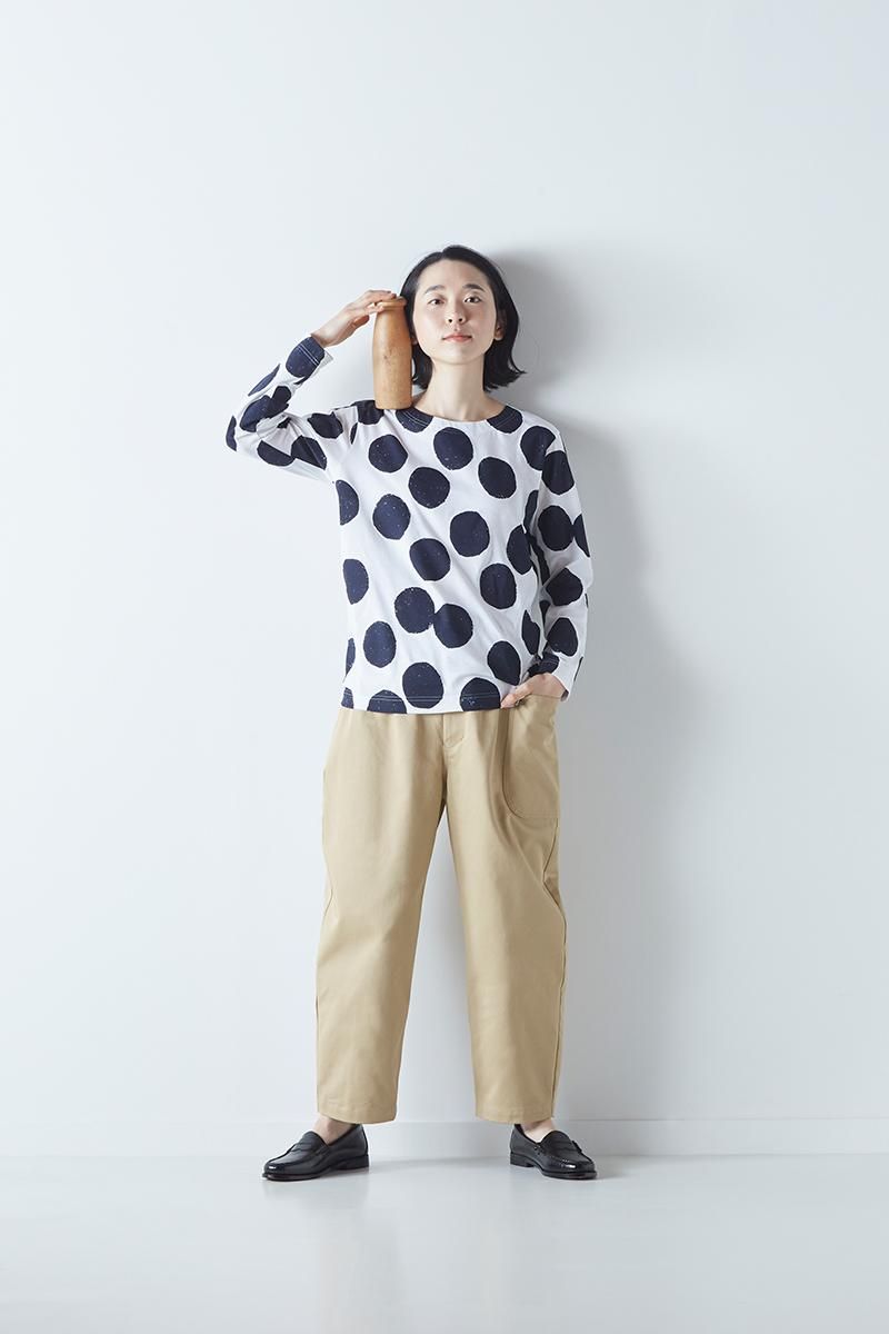 アトリエナルセ atelier naruse cotton ~mizutama~ cut&sewn コットン 水玉カットソー F/ブラウン トップス【2400014002140】 cotton ~mizutama~ cut&sewn - atelier naruse｜Online store