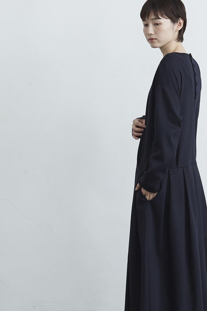 wool cotton jersey one-piece / navy - atelier naruse｜Online