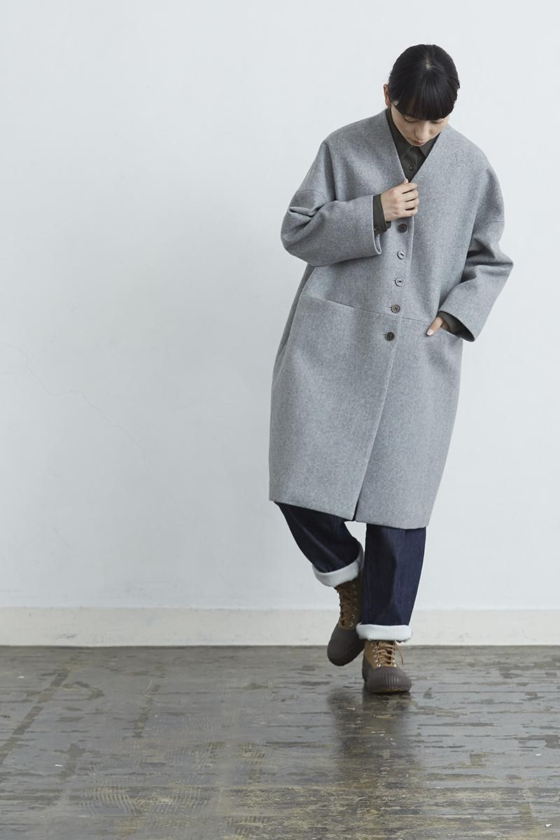 melton wool cocoon coat / light gray - atelier naruse｜Online