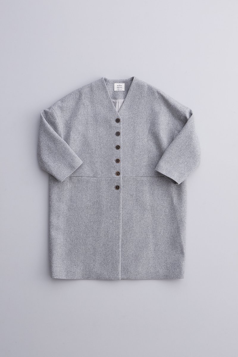 melton wool cocoon coat / light gray
