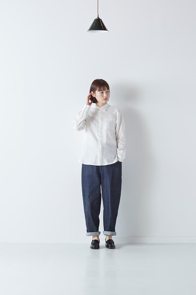 atelier emau リネン　セーラーシャツ リネンセーラーカラーシャツ 半袖［オフホワイト］ | minimatoi