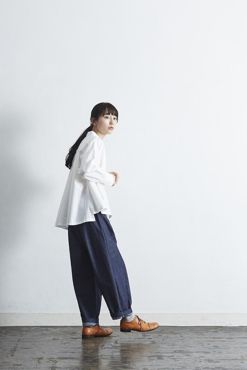 アトリエナルセ　コットンデニムバルーンパンツ　40 atelier naruse atelier naruse】コットンデニムWゴムバルーンパンツ/キナリ