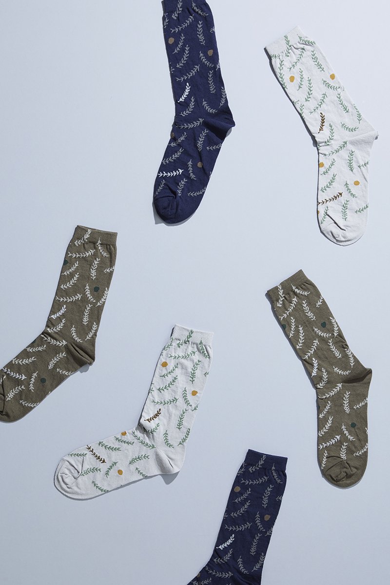cotton linen ~grass~ middle socks