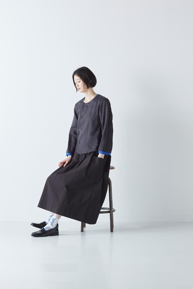 linen W button blouse / sumikuro - atelier naruse｜Online