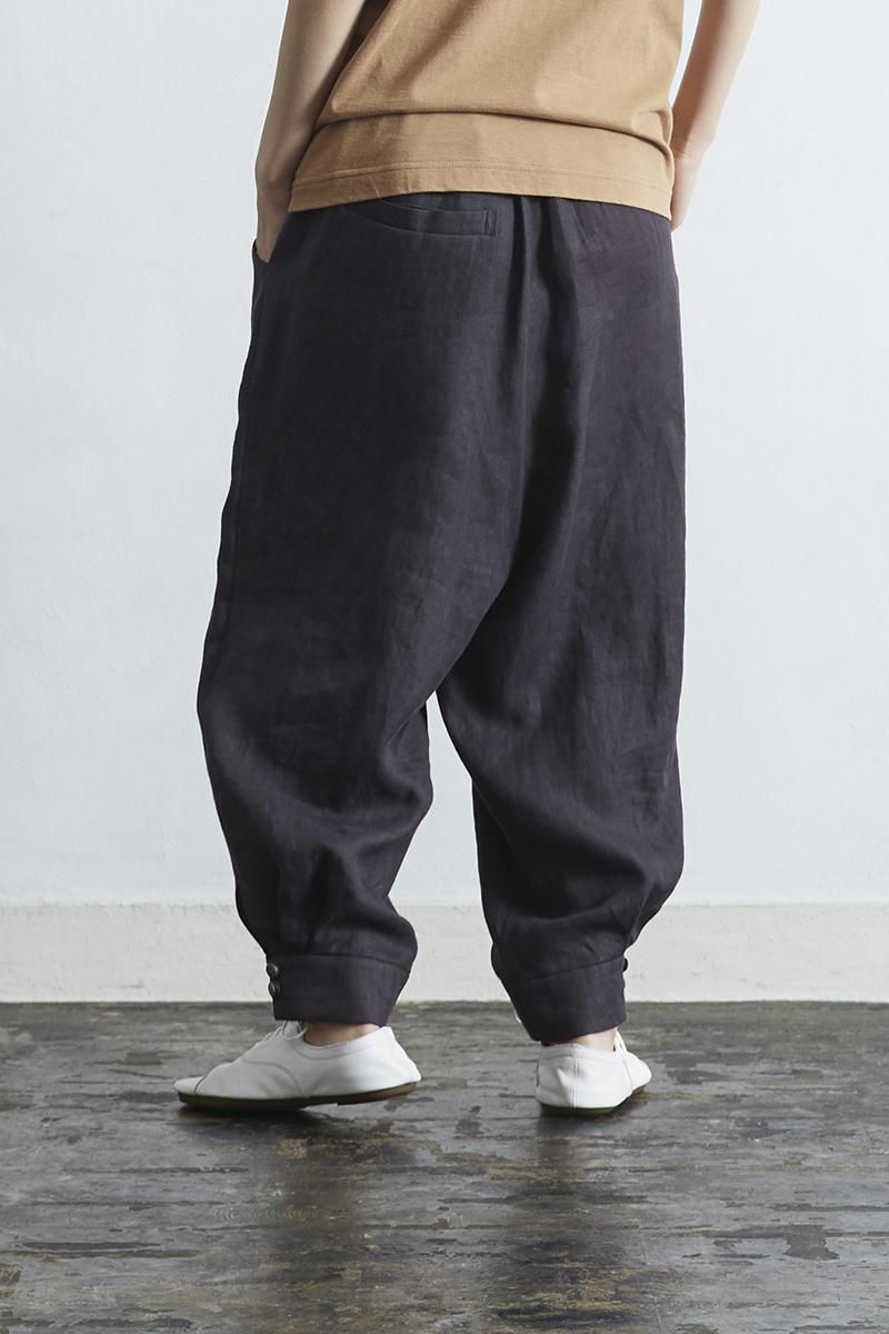 linen sarrouel pants / charcoal - atelier naruse | Online store