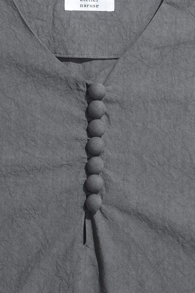 アトリエナルセ●コットンテントラインワンピース●チャコールグレー cotton TENT-LINE one-piece / charcoal - atelier naruse