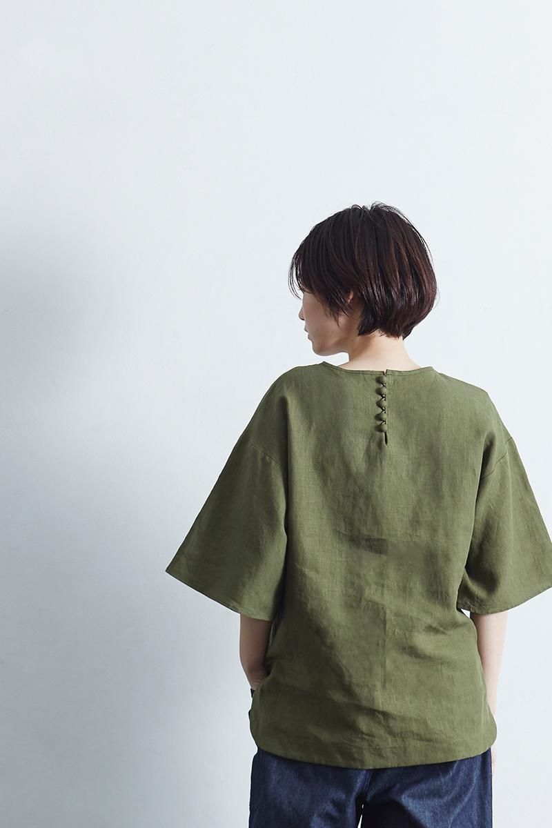 atelier naruse 未使用品 リネンベルスリーブブラウス 定価15000円 na-M02008 シャツ カーキ アトリエナルセ 4-0419S 224137 atelier naruse 未使用品 リネンベルスリーブブラウス 定価15000