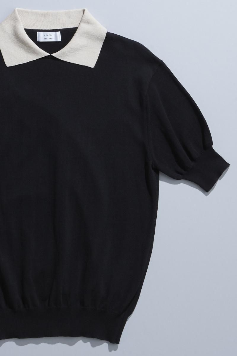 cotton wool with collar knit - atelier naruse｜Online store