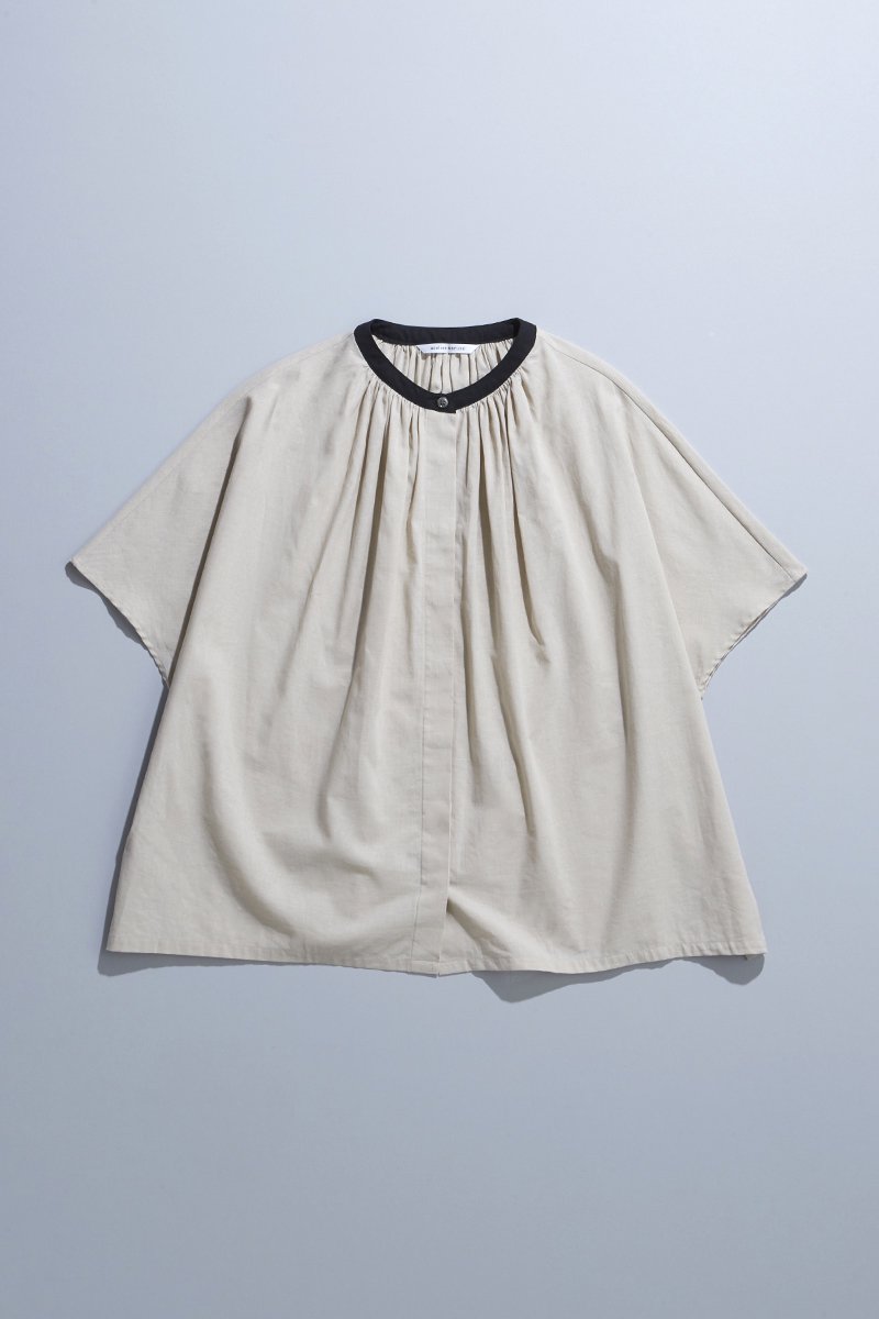 cotton linen smock blouse / beige