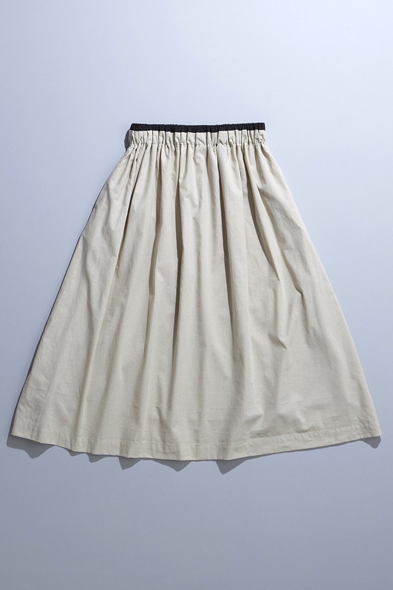 cotton linen bicolor skirt / beige