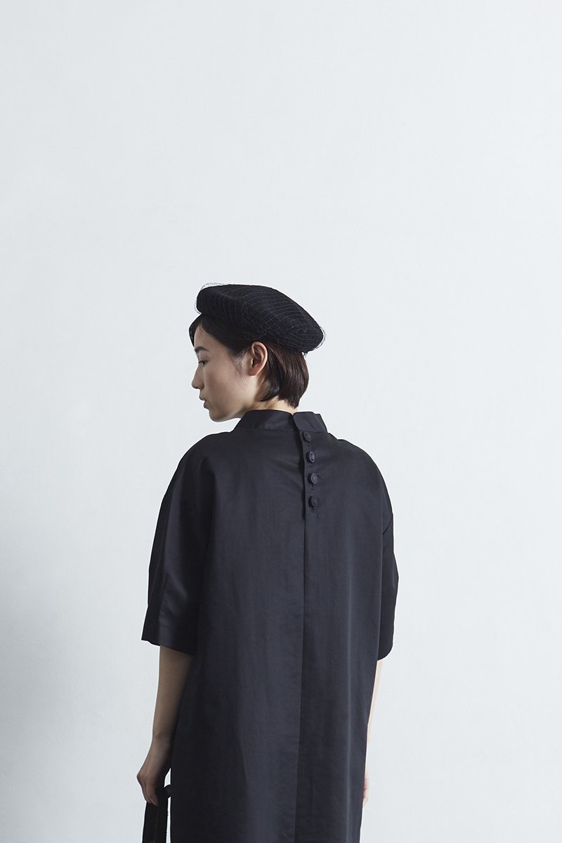 cotton linen silk formal one-piece / black - atelier naruse 