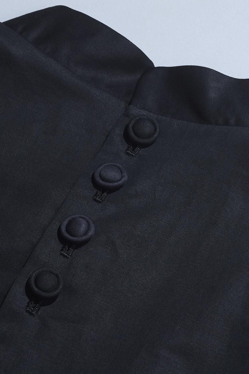 cotton linen silk formal one-piece / black - atelier naruse cotton linen silk formal one-piece / black - atelier naruse