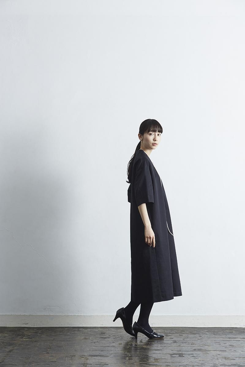 cotton linen silk formal one-piece / black - atelier naruse cotton linen silk formal one-piece / black - atelier naruse