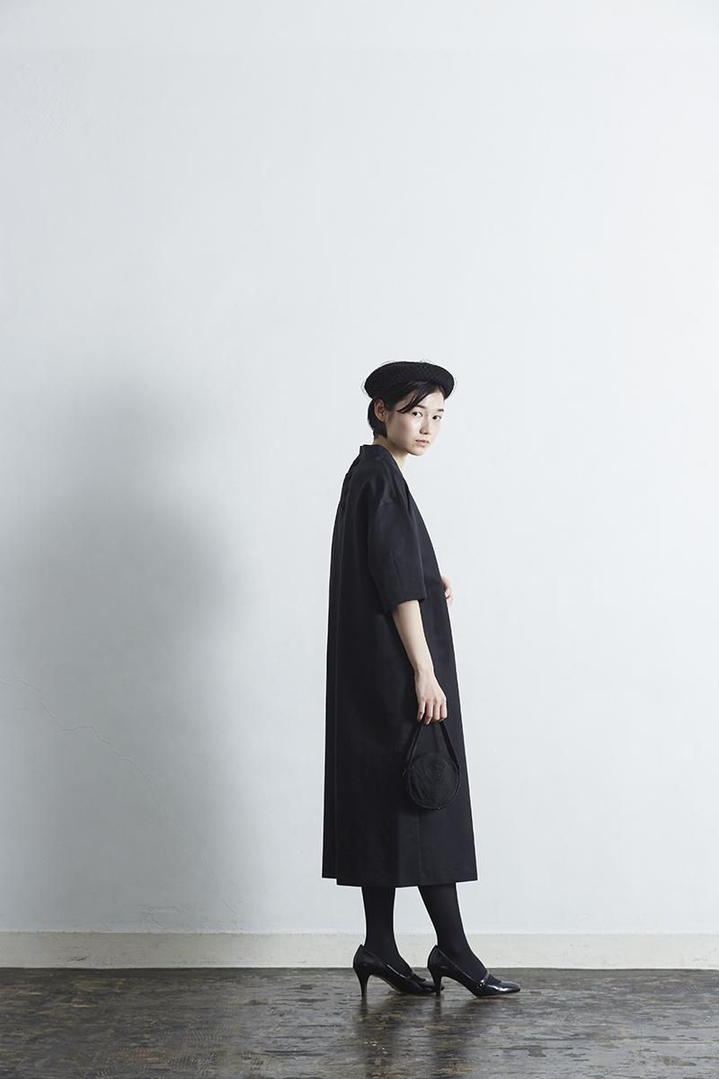 cotton linen silk formal one-piece / black - atelier naruse