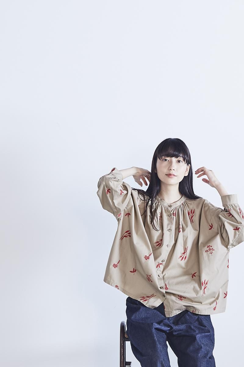 cotton ~winter plants~ blouse - atelier naruse | Online store