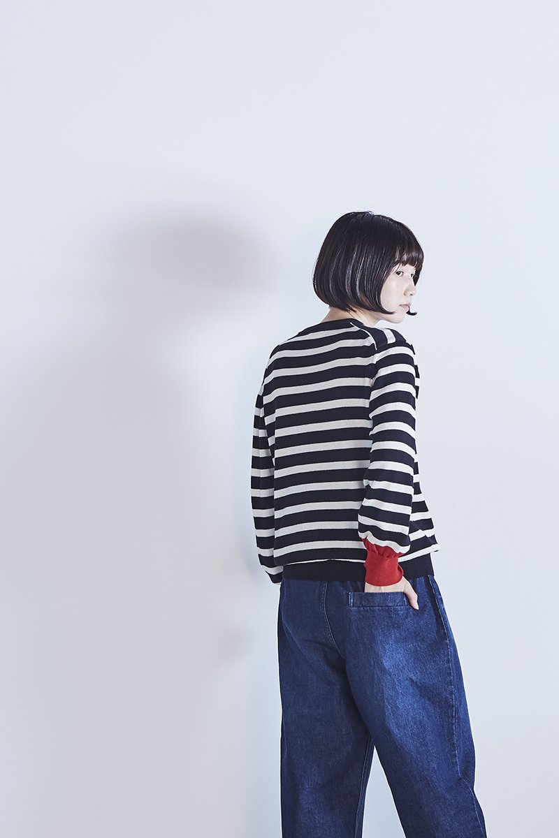 cotton denim balloon pants / indigo（ダメージ加工ver