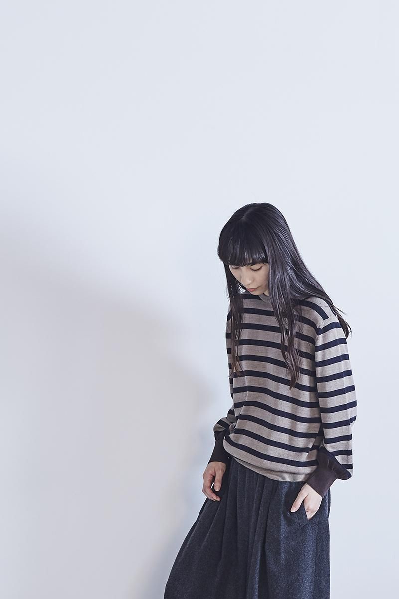 アトリエナルセコットンウールボーダーニット新品タグ付きピンク✖️ボルドー atelier naruse(アトリエナルセ)コットン ウール ボーダー