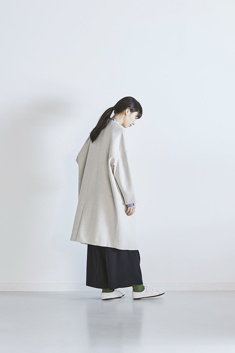 melton wool cocoon coat / oatmeal - atelier naruse | Online store