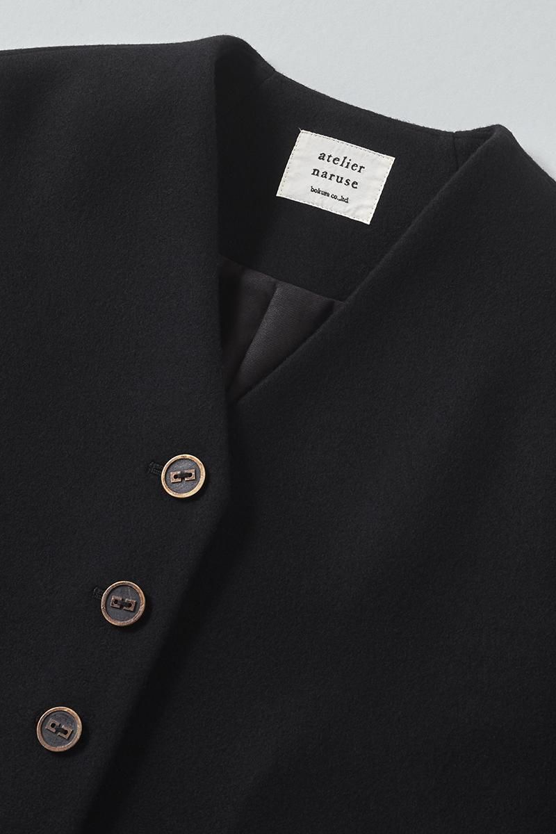 melton wool cocoon coat / black - atelier naruse｜Online store｜the an