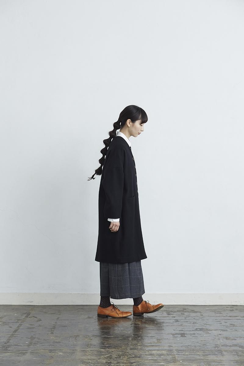 melton wool cocoon coat / black - atelier naruse｜Online store｜the an