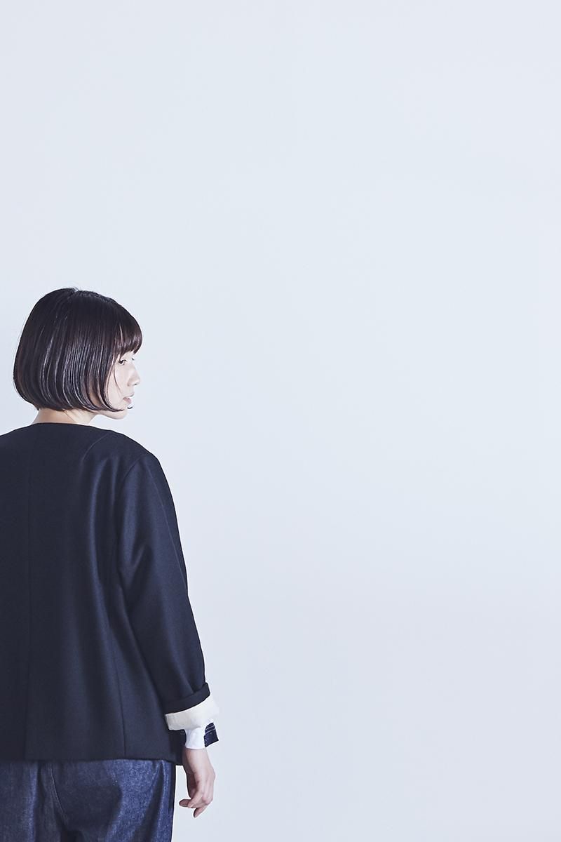 wool cocoon jacket / black - atelier naruse｜Online store