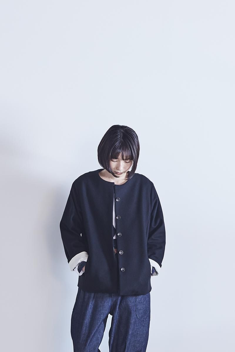 wool cocoon jacket / black - atelier naruse｜Online store