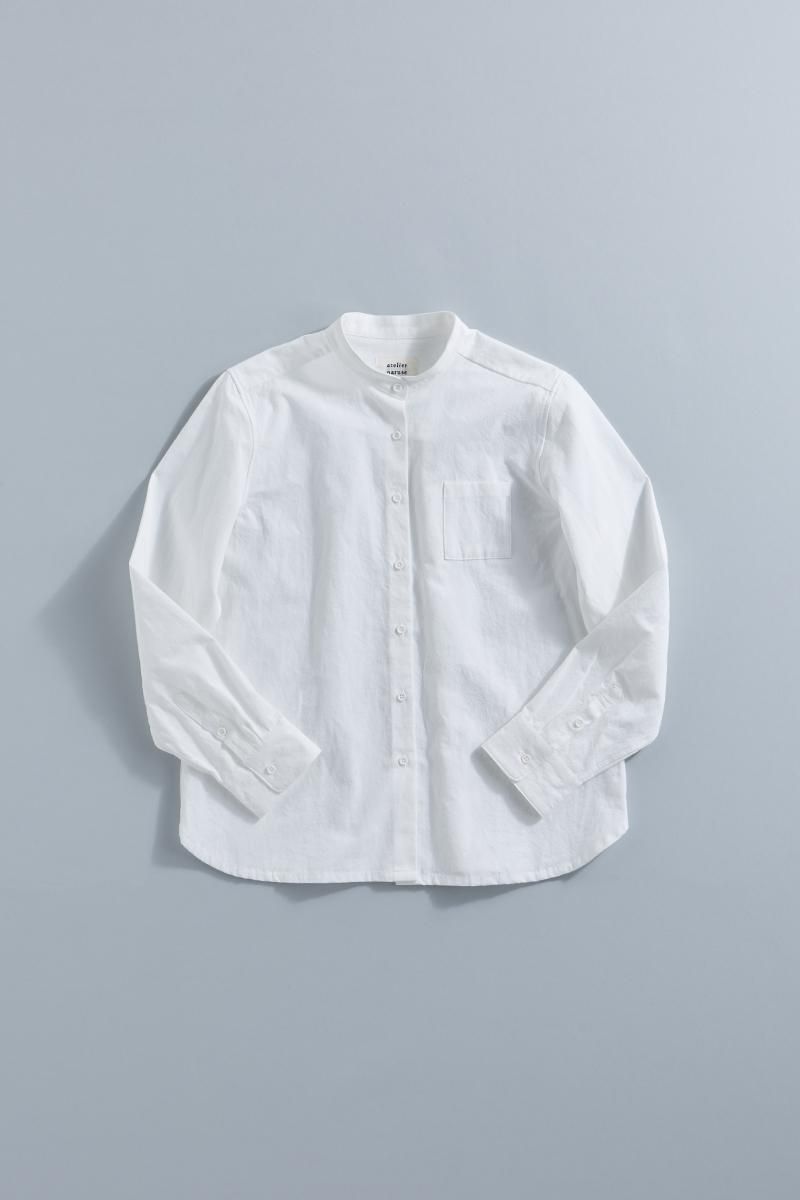 cotton flax band-collar shirt - atelier naruse｜Online store