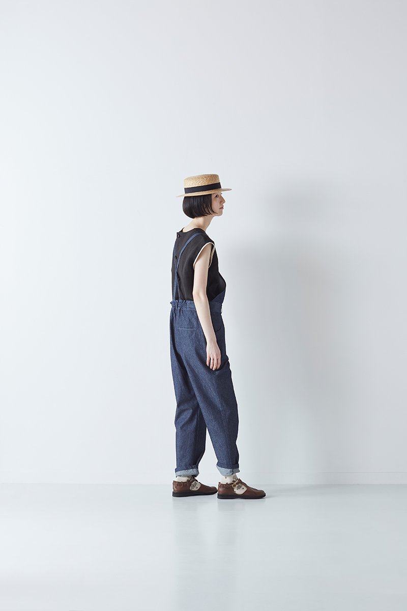 cotton denim salopette pants - atelier naruse | Online store