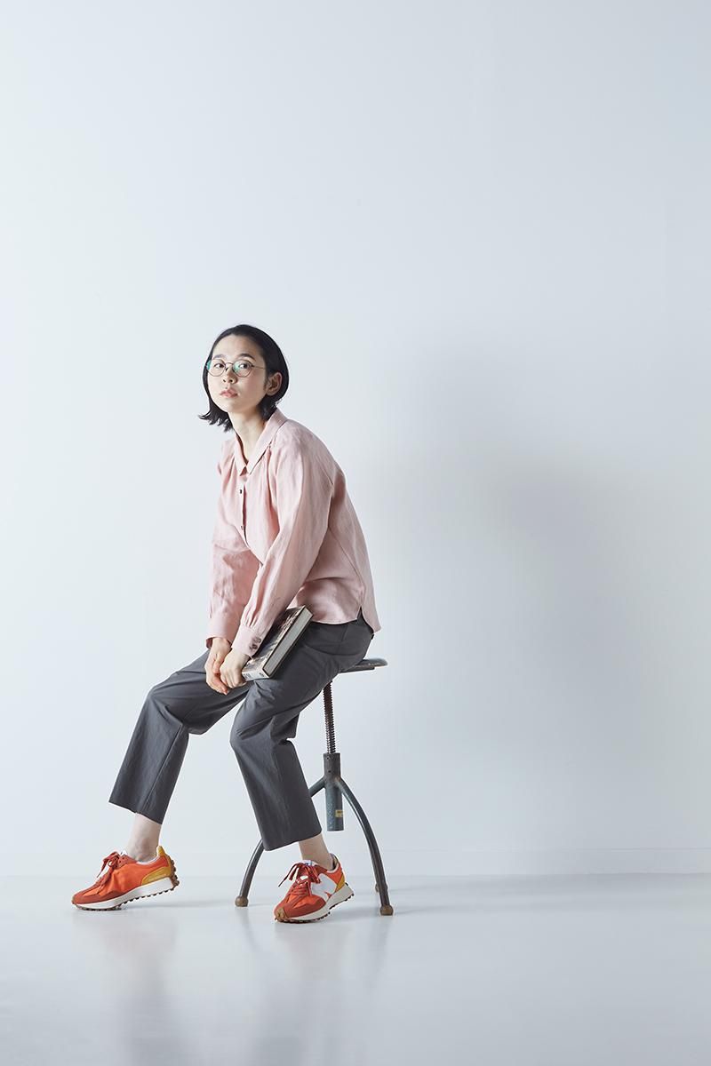 メーカー 一覧 linen stand-off naruse atelier - pink salmon / blouse collar シャツ+ブラウス(長袖+七分)