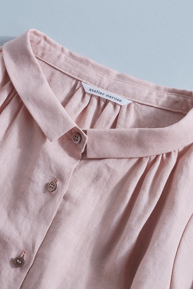 linen stand-off collar blouse / salmon pink - atelier naruse ...