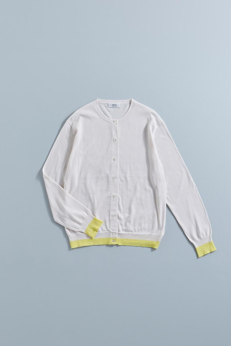 T432様　アトリエナルセコットンシルククルーネックカーディガン・ターバン cotton silk linen crew neck knit-cardigan - atelier naruse