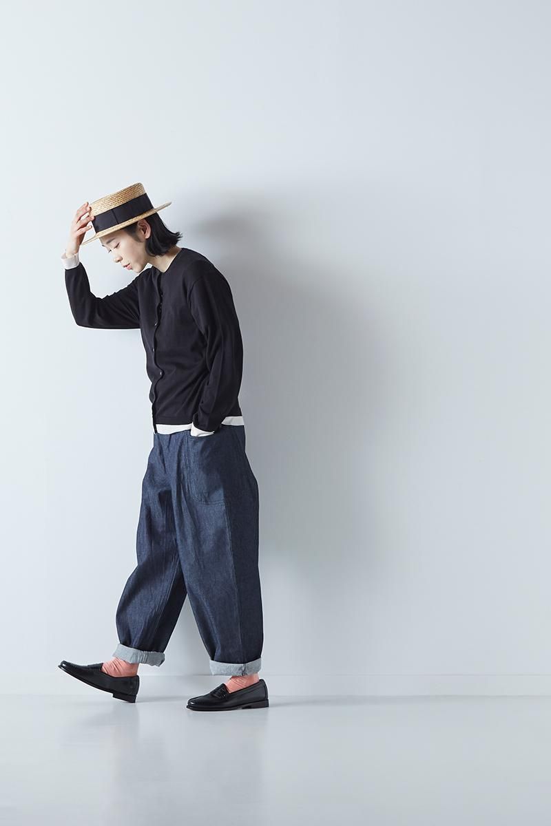 T432様　アトリエナルセコットンシルククルーネックカーディガン・ターバン cotton silk linen crew neck knit-cardigan - atelier naruse
