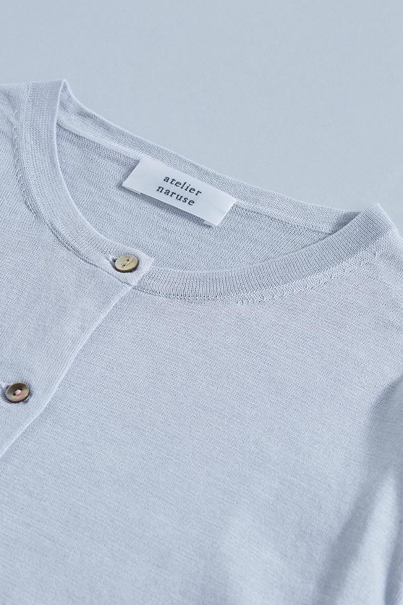 T432様　アトリエナルセコットンシルククルーネックカーディガン・ターバン cotton silk linen crew neck knit-cardigan - atelier naruse