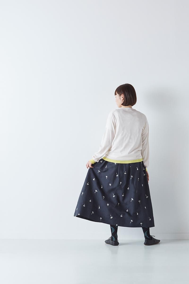 cotton silk linen crew neck knit-cardigan - atelier naruse｜Online