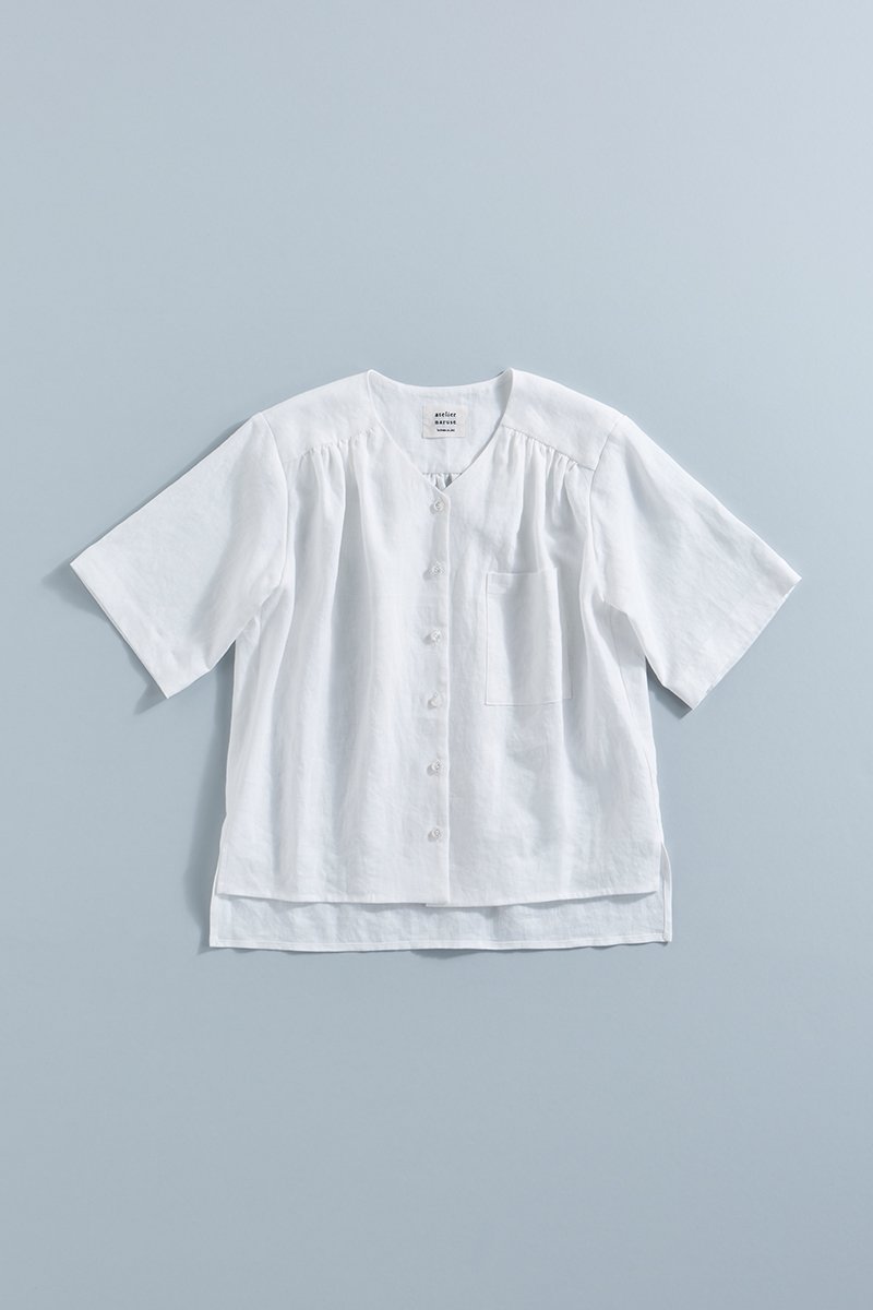 linen V neck shirt - atelier naruse | Online store