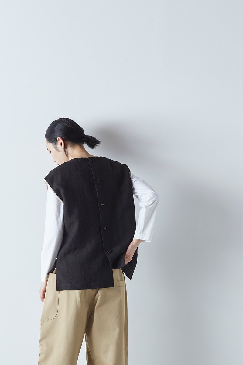 linen no-sleeve blouse +rib - atelier naruse | Online store