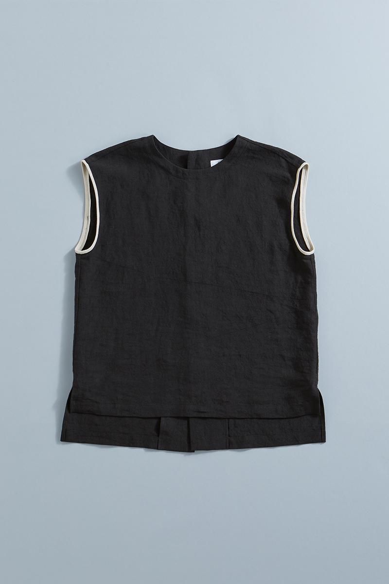linen no-sleeve blouse +rib - atelier naruse｜Online store