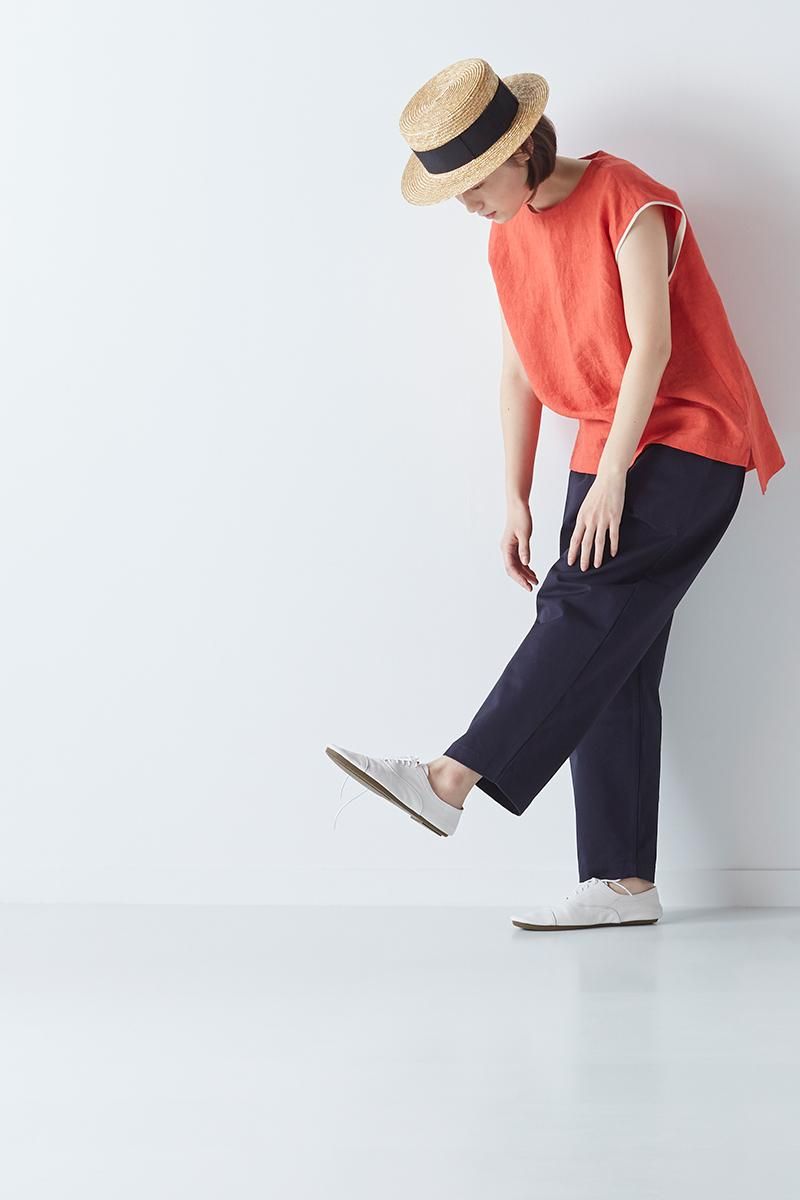 linen no-sleeve blouse +rib - atelier naruse｜Online store