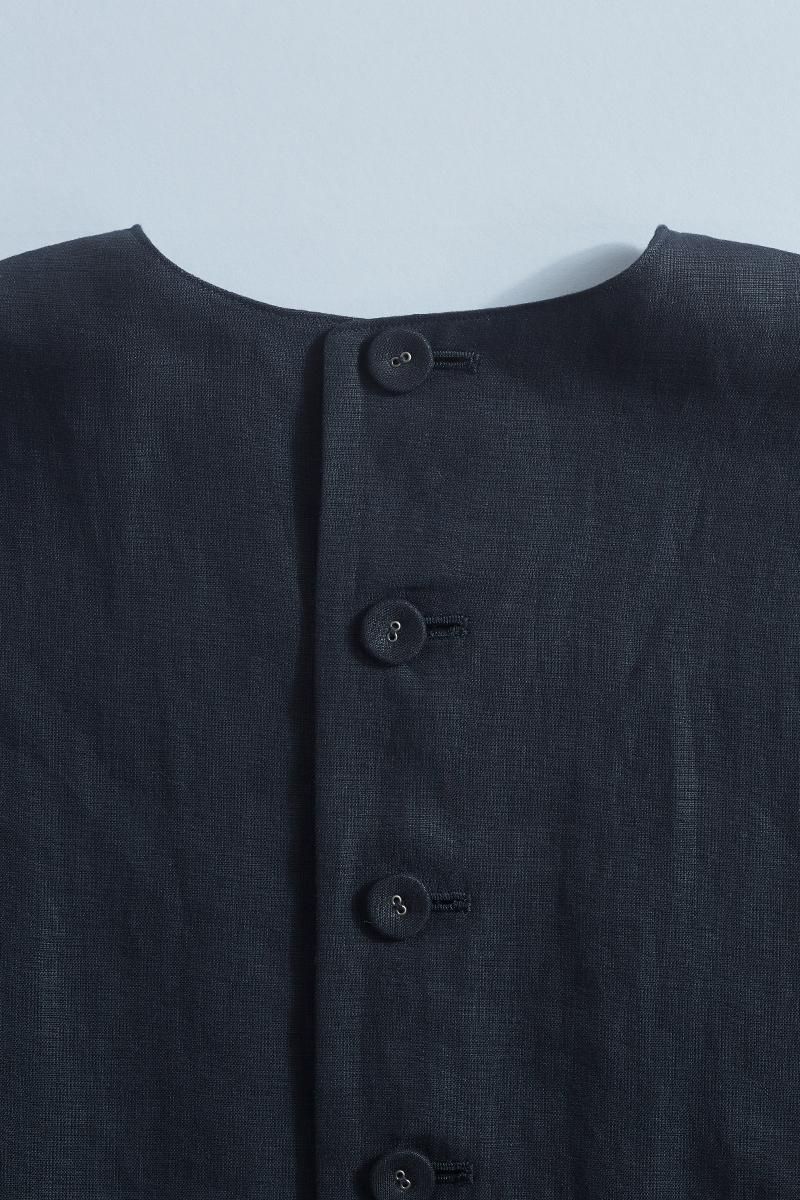 linen V neck classic one-piece - atelier naruse｜Online