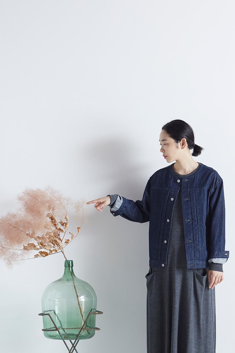cotton denim no collar jacket - atelier naruse｜Online store