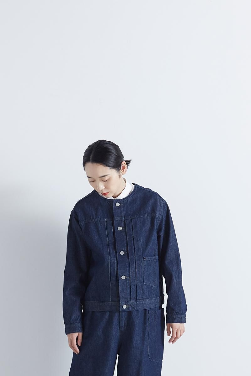 アトリエナルセ コットン デニム ノーカラー ジャケット atelier naeuse / コットンデニム ノーカラージャケット