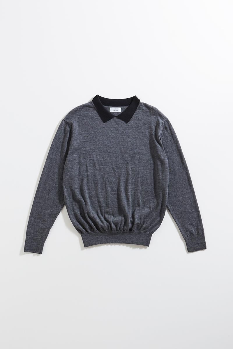 cotton wool with collar knit - atelier naruse｜Online store