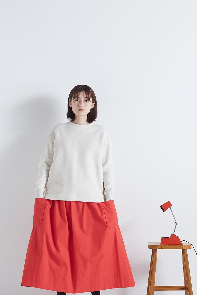 cotton patch pocket skirt / red - atelier naruse｜Online