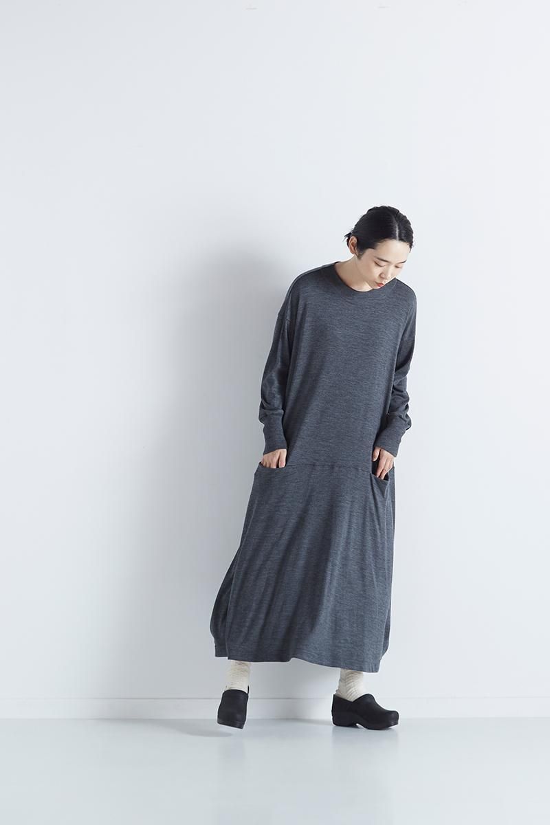 wool cocoon knit one piece / gray