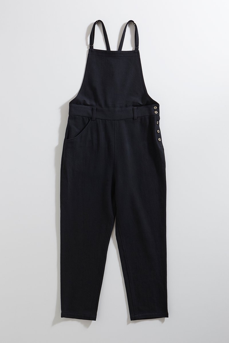 cotton flax wool overalls-pants / black