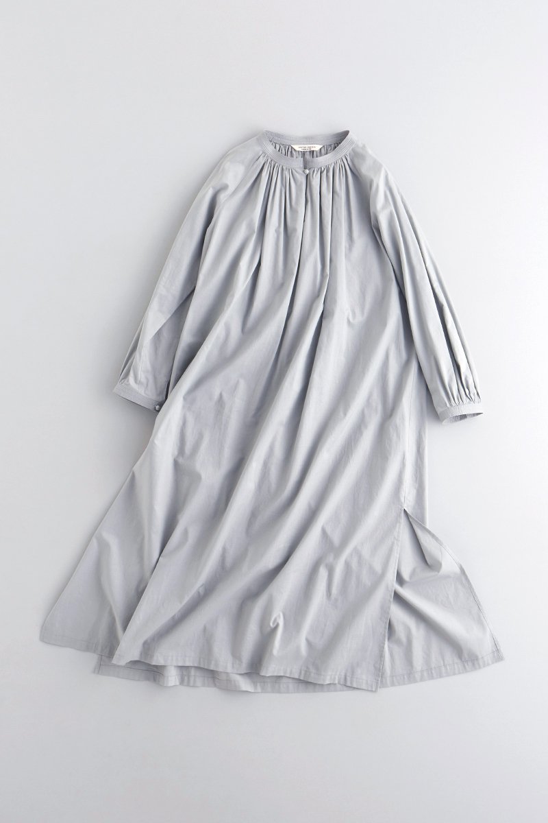 cotton peasant one-piece “long” / gray
