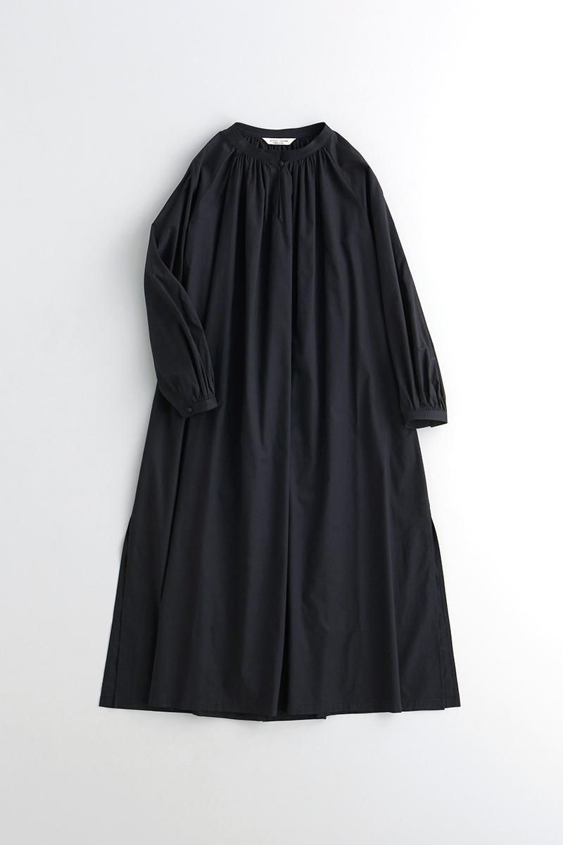 cotton peasant one-piece “long” / black - atelier naruse