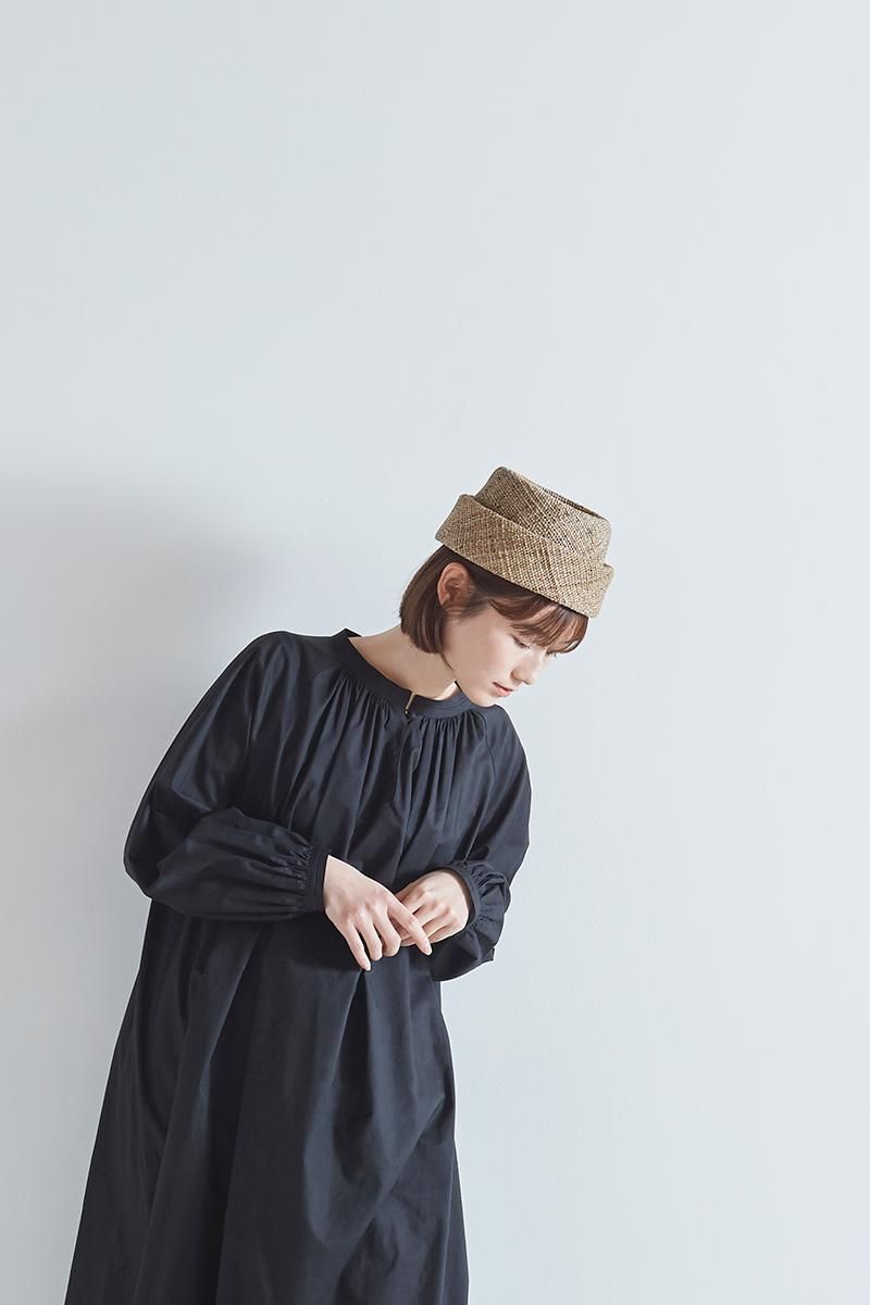 cotton peasant one-piece “long” / black - atelier naruse