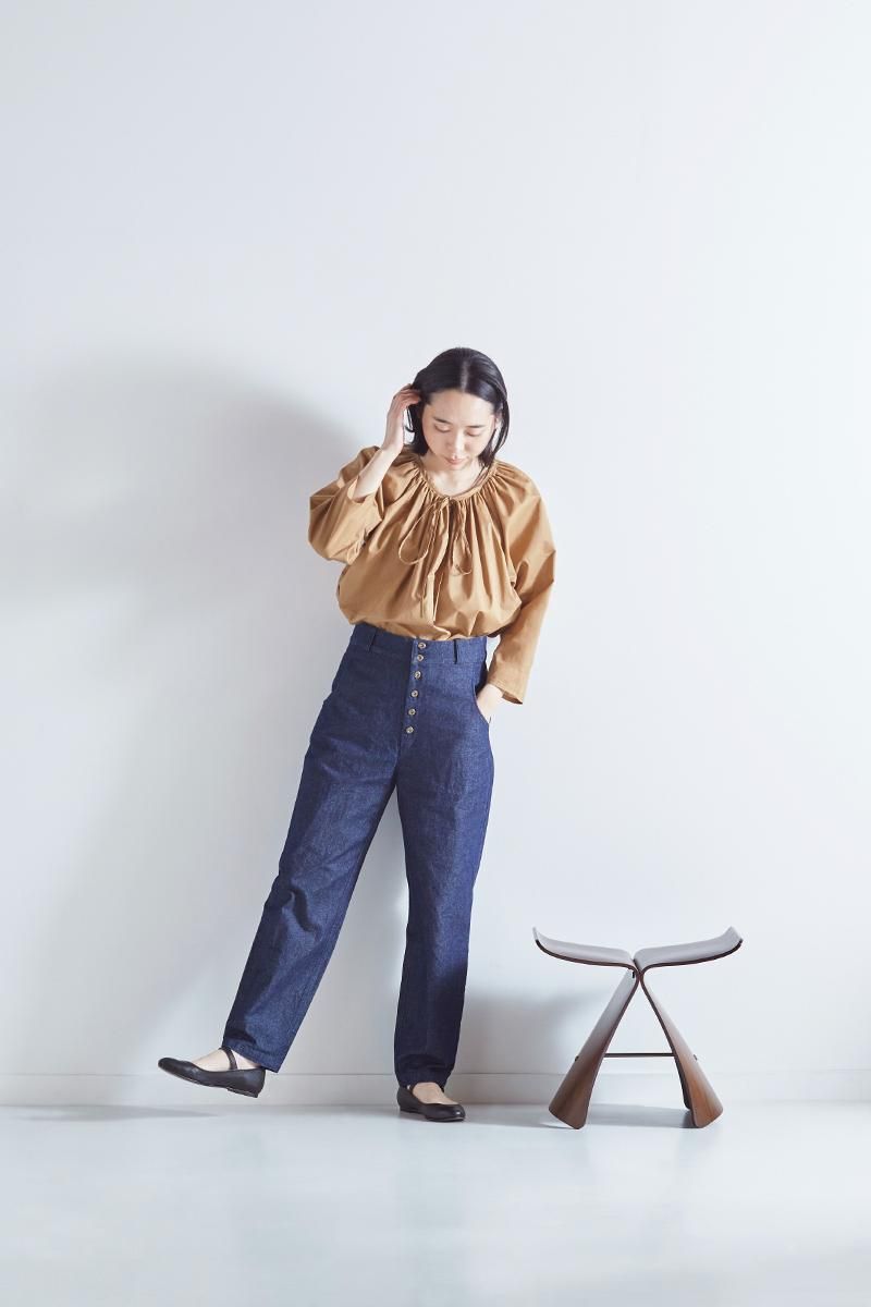 cotton loan ribbon tie smock blouse - atelier naruse｜Online